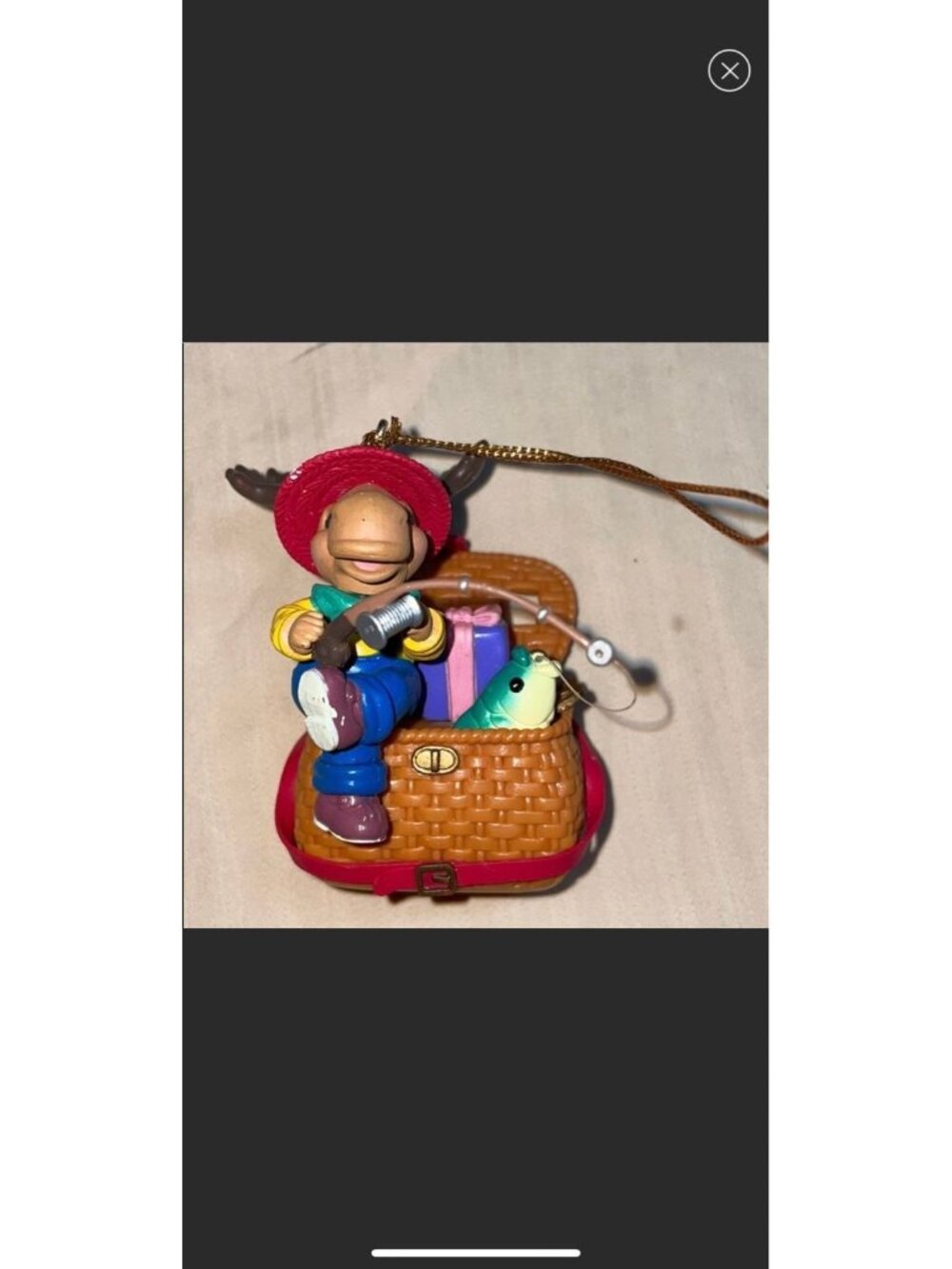 Vintage Lustre Fame Ltd Christmas Ornaments Lot of 4, Mice, Horse, Moose, Fishin - Picture 4 of 4